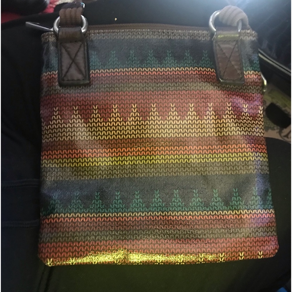 Nwot Leather Fossil crossbody Key Per bag multicolor southwestern - Picture 2 of 5